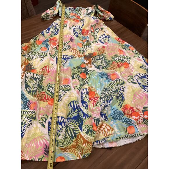 STAUD Coliseum floral leafs cut out linen Maxi Dress size 6 - Picture 8 of 9